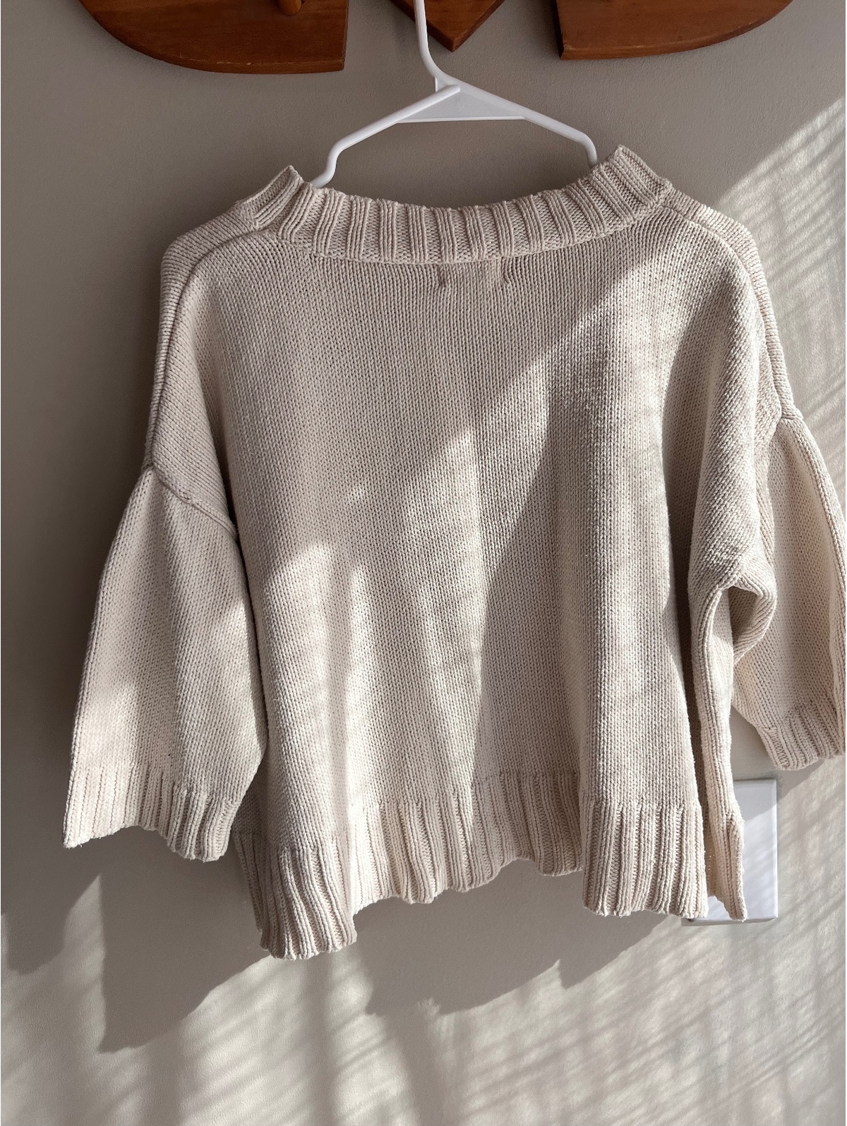 Honest Cotton Organic Crop Knit Sweater Cream Euc — image 8 of 8